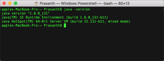 Install Kafka on Mac - java version output